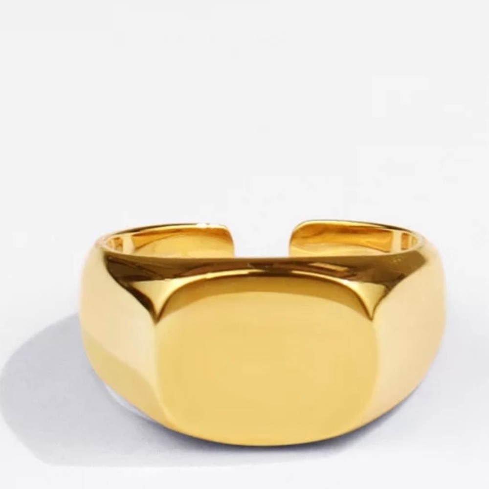 18K Gold Plated Signet Adjustable Ring